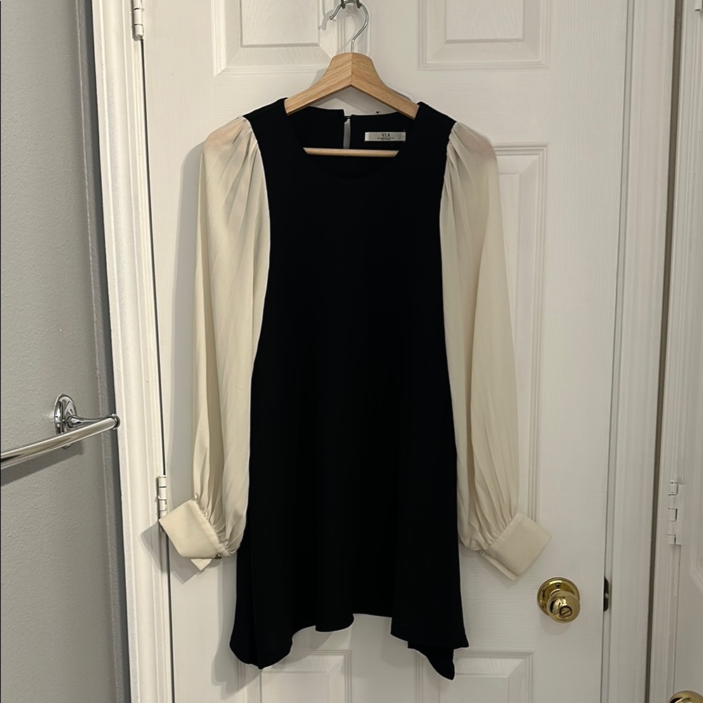 Elegant Black and Cream Dress